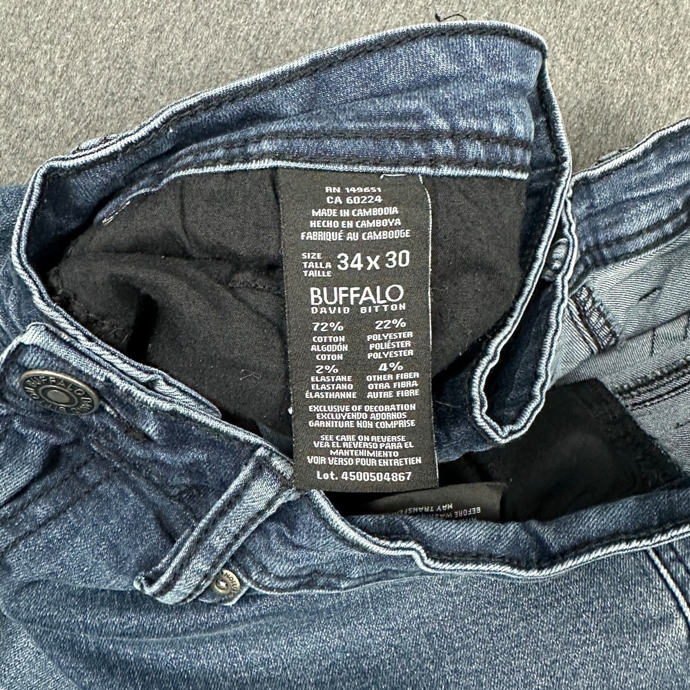 Buffalo David Bitton Axel Slim Stretch Jeans Mens 34x30 Blue Medium Wash Denim - Picture 3 of 9